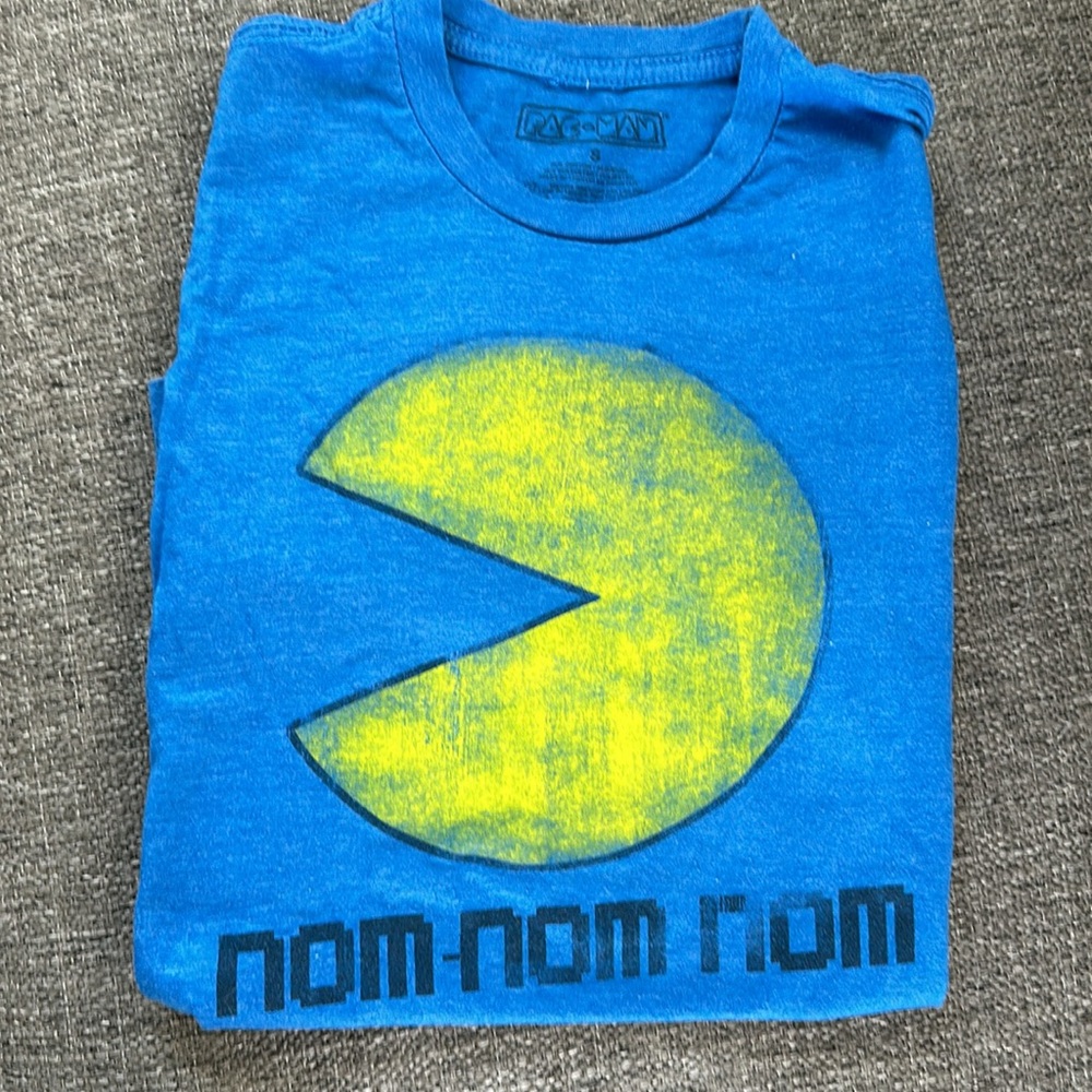 PAC-Man Men’s Blue Short Sleeve T-shirt Unisex Size Small